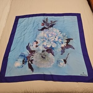Brooks Brothers Large Square Silk Scarf purple Aqua floral